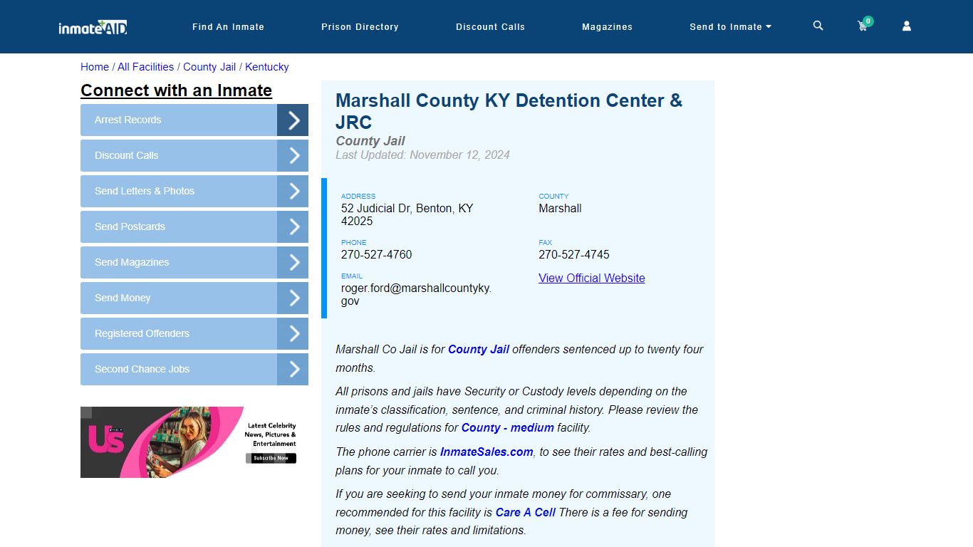 Marshall County KY Detention Center - Inmate Locator